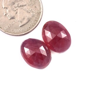 15.5x12x4mm, Red Ruby Rosecut Cabochon, Natural Ruby Pair, Unheated Ruby Oval Shape Pair, Loose Gemstone For Jewelry, Faceted Ruby beads