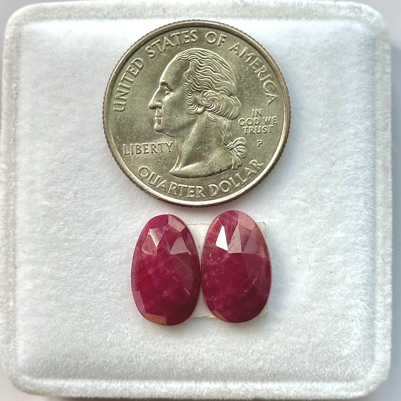 Rubi Da Rosa Piedra de corte rosa rubí certificada de 14 x 9 x 4 mm, par de rubíes ...
