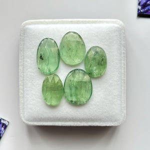5 Piece, Natural Kyanite Rosecut Gemstone, Green Kyanite Faceted Cabochon, Kyanite Gemstone, Loose Gemstone Shop, SIZE - 14x10mm To 17x13mm