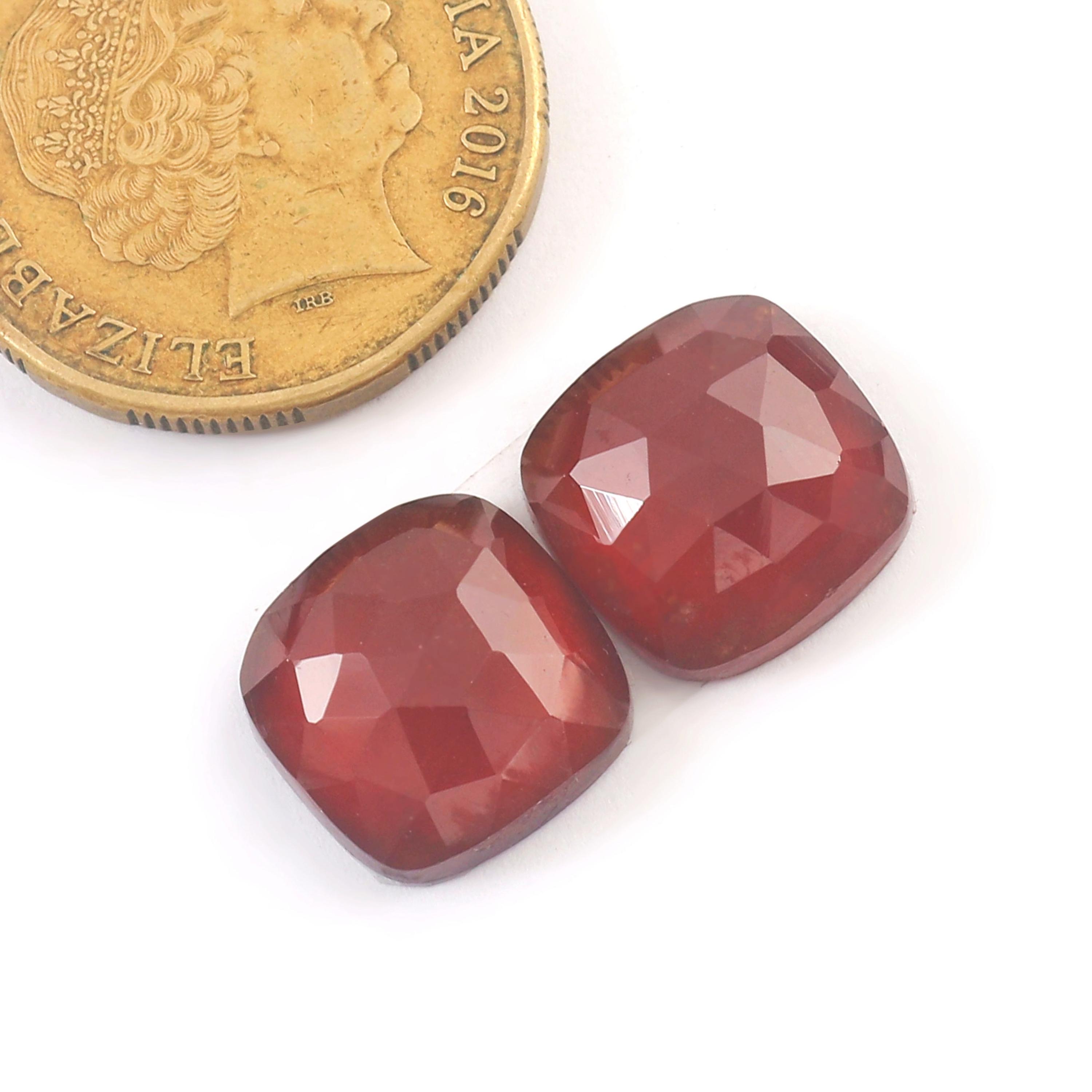 13x13x5mm, Natural Hessonite Gemstone Rose Cut Cabs