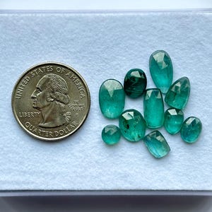 10 Piece, Emerald Green Kyanite Rose cut Slice, Untreated Kyanite Stones, Natural Kyanite Faceted Cabochon Gemstone, SIZE - 6x6x3mm-12x8x3mm