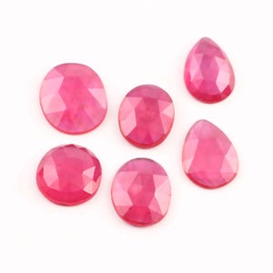 6 Piece, Ruby Rose cut Slice, Red Ruby Faceted Cabochon, AAA Ruby Gemstone, Thailand Ruby GF Loose Gemstone Lots, SIZE - 10mm-12mm Long