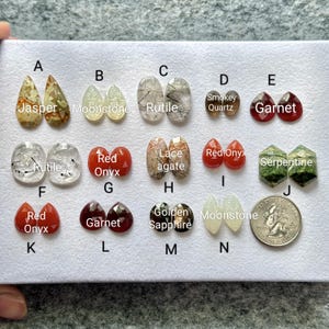 Natural Gemstone Rose cut Stone, Flat Back Stones Match Pair, Mix Semi Precious Loose Gemstone Cabochon, Handmade item Shop, Gift for Her