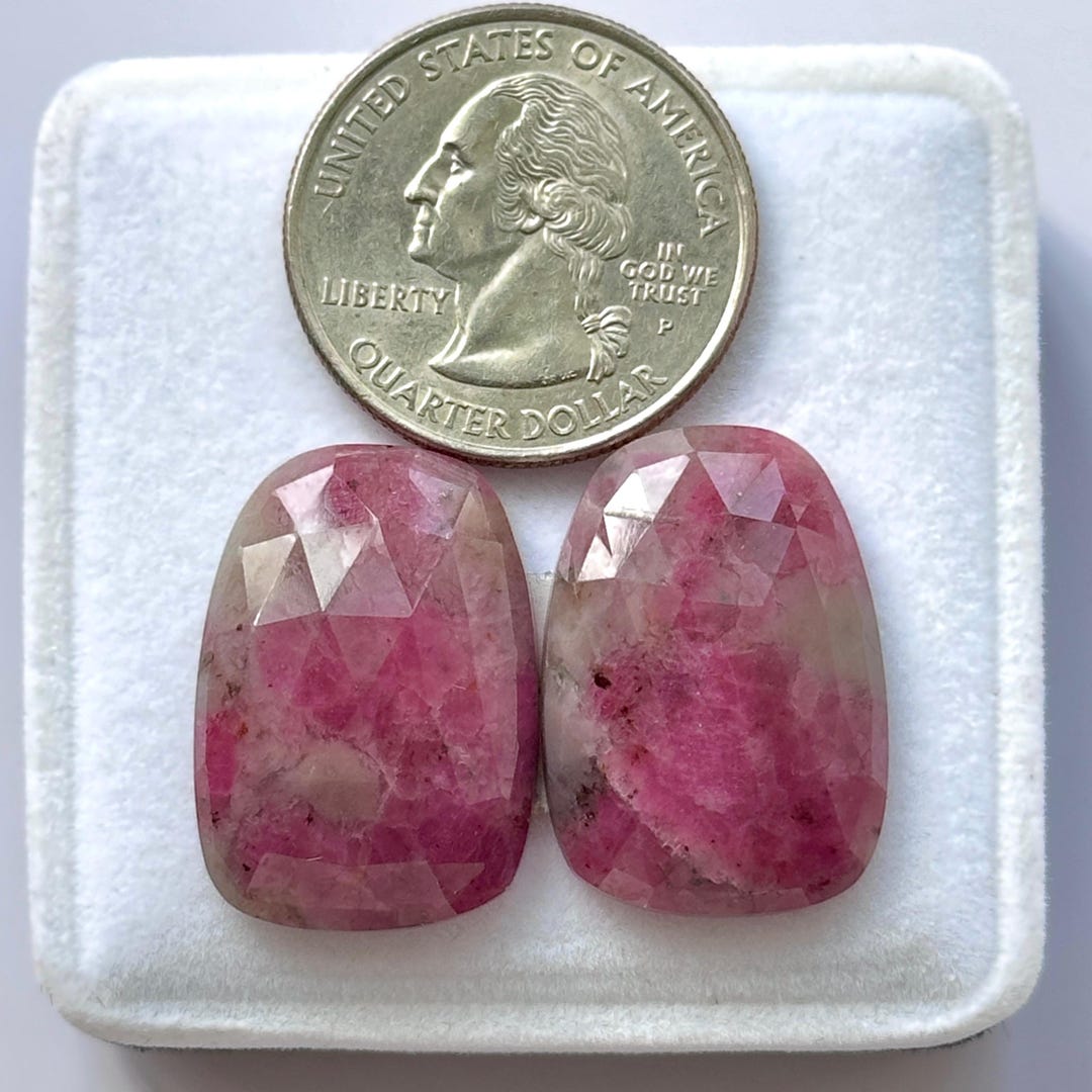 25x17x6mm, Pink Ruby Rose Cut Cabs, Untreated Ruby Gemstone, Madagascar ...
