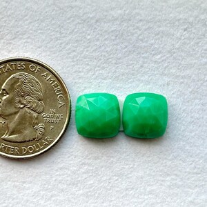 11x11x5mm, Green Chrysoprase Pair, Rose cut Chrysoprase Gemstone, Chrysoprase Faceted Cabochon, Loose Gemstone DIY Jewelry Supplies