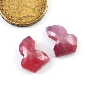 18.5x13.5x6mm, Natural Ruby Gemstone, Rose cut Ruby Pair, Faceted cut Ruby Jewelry Making Cabs, Ruby Flat Back Stone, Precious Ruby Stone