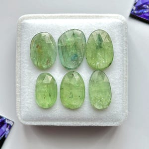 6 Piece, Natural Kyanite Rosecut Gemstone, Green Kyanite Faceted Cabochon, Kyanite Gemstone, Loose Gemstone Shop, SIZE - 16x10mm To 18x13mm