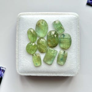 10 Piece, Natural Green Kyanite Gemstone, Kyanite Rosecut Cabs, Untreated Kyanite Calibrated Gemstone For Jewelry | SIZE - 9x8mm To 14x10mm