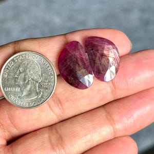 20x13x4mm, Star Ruby Cabochon Rose cut Slice, Star Ruby Gemstone For Jewelry, Rosemary Ruby Faceted Stones, Natural Ruby Chatoyance Stone
