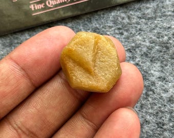 Natural Yellow Sapphire Raw Crystals, Untreated Sapphire Record Keeper Raw Stone, Triangle Formative Specimen, SIZE - 25x20x18mm, 102 Carat