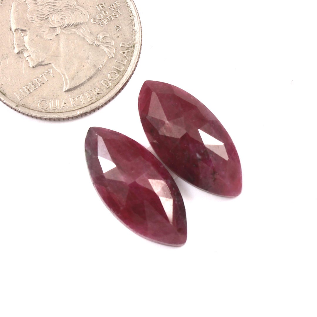 20x9.5x4mm, Rare Ruby Gemstone Rose Cut Cabs, Natural Ruby Flat Back ...