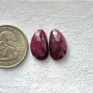 18x10x5mm, AAA Quality Ruby Loose Gemstone, Authentic Ruby Natural Birthstone Gemstone, Faceted Rose cut Ruby, Handcut Ruby Pair, DIY Stones