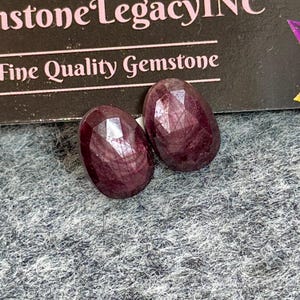 15x11x4mm, Red Star Ruby Rose cut Gemstone Oval Shape Pair, Natural Star Ruby Gemstone, Asterism Star Ruby Pair, Faceted cut Ruby Crystals