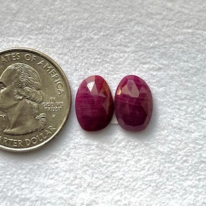 13x9x3mm, Rare Ruby Gemstone Rose cut cabs, Natural Ruby Flat Back Stone, Authentic Ruby Faceted Cabochon, AAA Grade Ruby Precious Stone