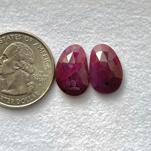 16x10x5mm, AAA Quality Ruby Loose Gemstone, Authentic Ruby Natural Birthstone Gemstone, Faceted Rose cut Ruby, Handcut Ruby Pair, DIY Stones