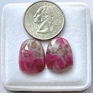 20 x 15 x 5 mm, ¡Raro hallazgo! Par de rubíes rosas, rubí facetado con base plana, joyería de rubí, fucsita rubí suelta, rubí sin tratar