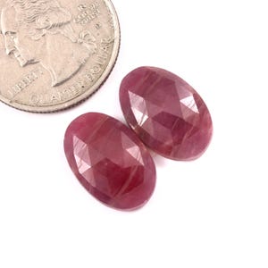 17x11x3.5mm, Red Ruby Rosecut Cabochon, Natural Ruby Pair, Unheated Ruby Oval Shape Pair, Loose Gemstone For Jewelry, Faceted Ruby beads