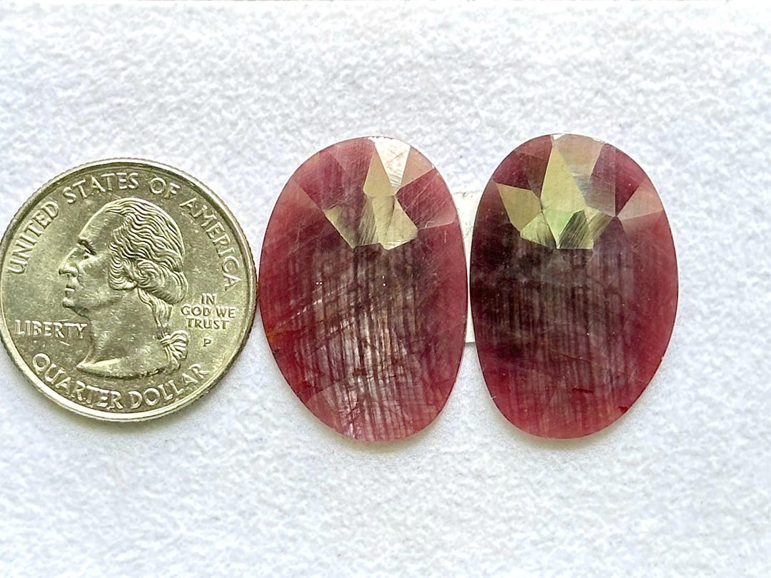 28x19x3.5mm, Natural Star Ruby Match Pair, Faceted Ruby Rosecut ...