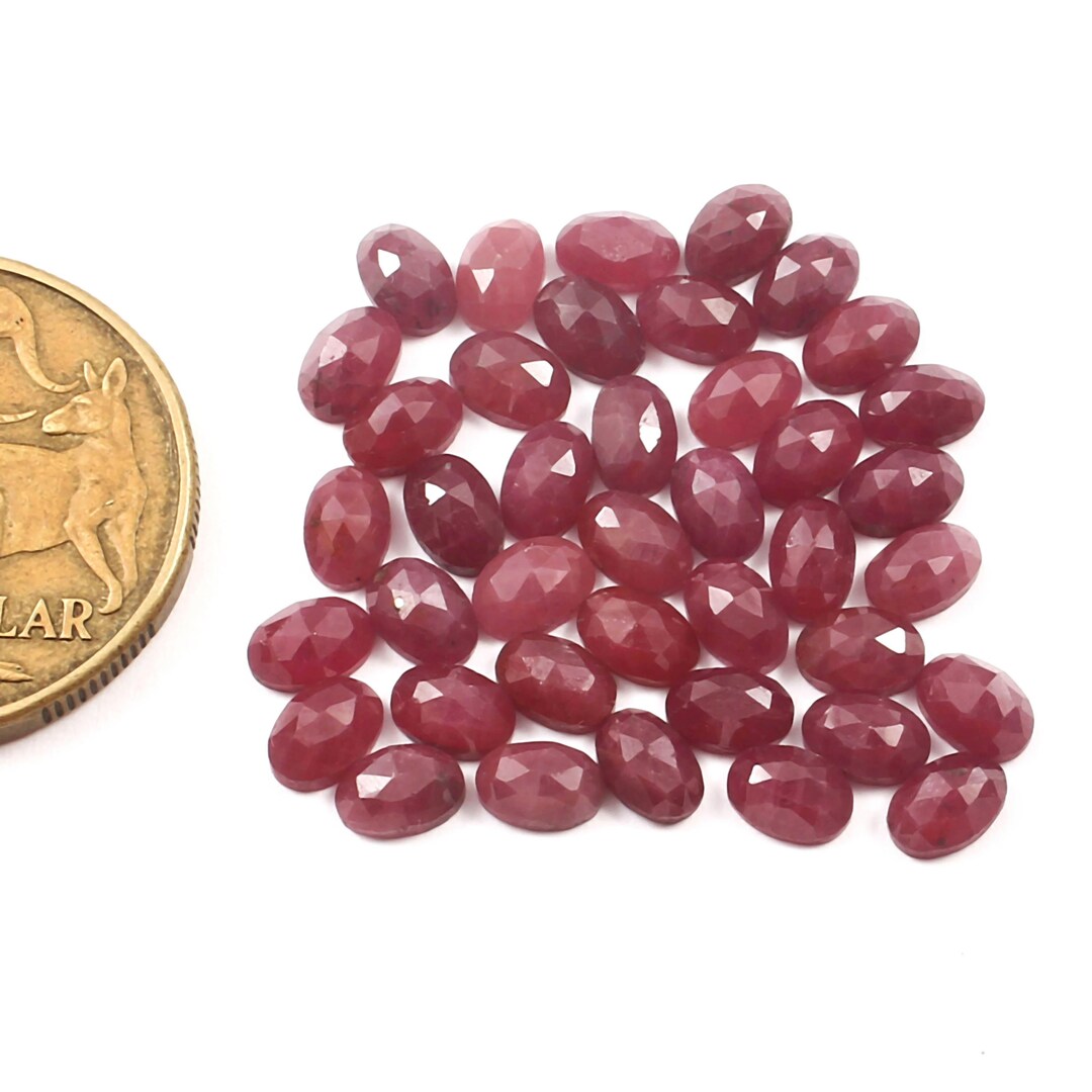 Ruby Cut 6x4x4mm, Natural Ruby Rose Cut Gemstone Oval Shape, Loose Ruby Faceted ...