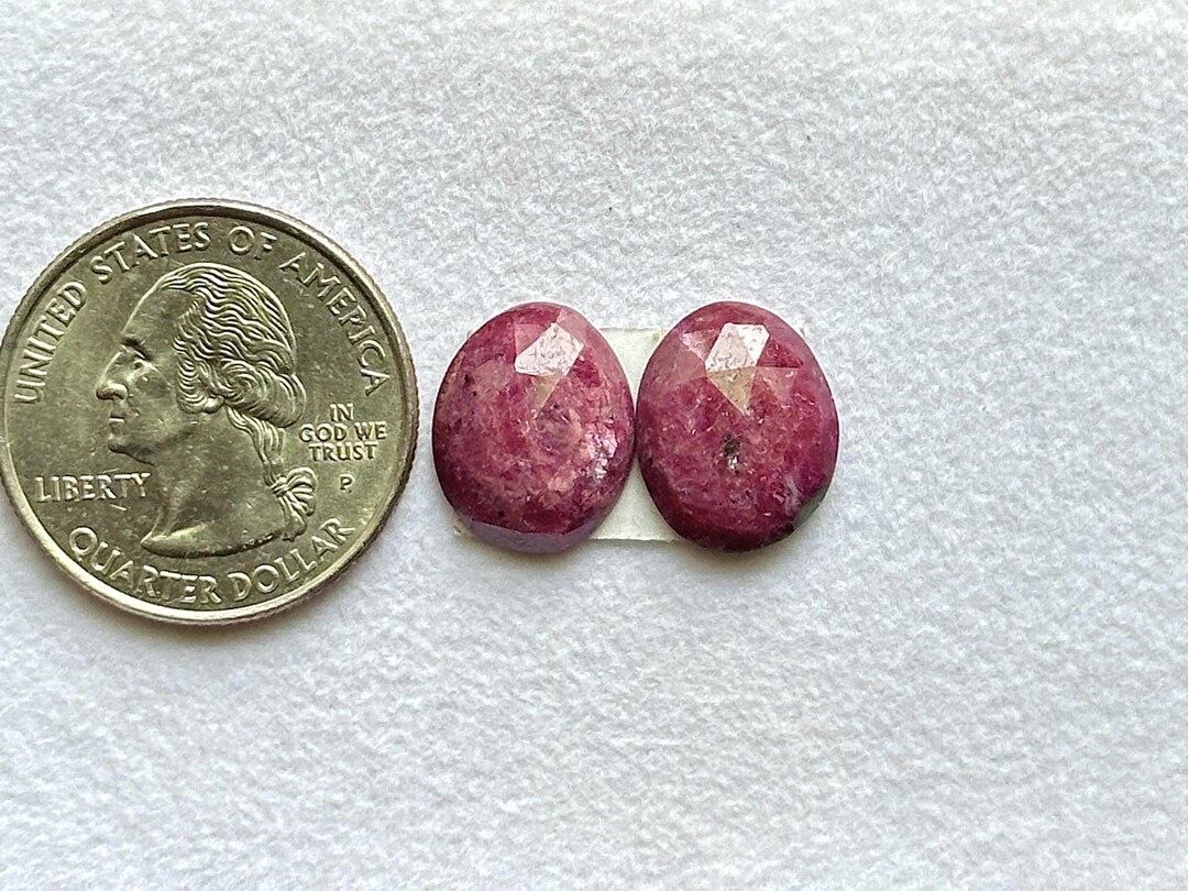 14x11x3.5mm, Natural Ruby Zoisite, Rose Cut Ruby Zoisite Gemstone Match ...