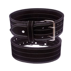 WEIGHT POWERLIFTING BELT | Power Weight Lifting double Prong Leather Belt Black 10mm | Lumbar Back Support Heavy Workout Gym Power Training