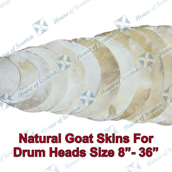 NATURAL GOAT SKIN Drum Heads, Irish Bodhran, Native Frame, Shamanic, Snare Drums, Djembe, African Drums Size 8” to 36” By House of Scottish