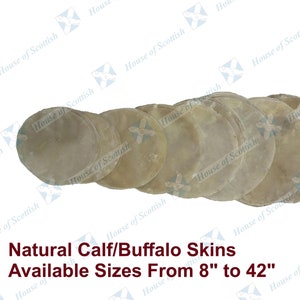 CALF / BUFFALO RAWHIDE Fell Trommelfell, Natürliches Finish, Bodhern, Schamanentrommel, Snare Trommeln, Djembe, Tamburin, Afrikanische Trommeln Fellgröße 8”bis 42”