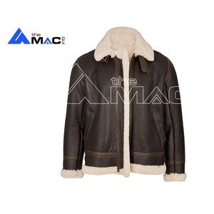 Men&#39;s Handmade Genuine Sheepskin Leather Bomber Faux Fur Jacket | Shearling Flight Jacket | Celebrity Mitchell Jackson Jacket