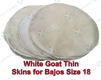 White Goat Skin thin quality for Banjo / Banjolele African Drums | White Banjo thin skins Size 14~22 inches By House of Scottish