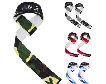Muñequeras acolchadas para levantamiento de pesas de camuflaje/envoltura de barra de mano/entrenamiento de pesas de peso muerto correa de levantamiento soporte de agarre por el MAC