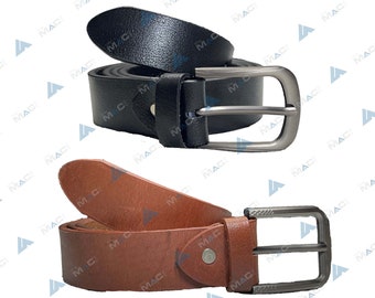 Men’s 100% GENUINE LEATHER BELTS Full Grain | 1.5” (38 mm) Width Full Grain Real Leather Belt with High-Quality Metal Buckle Black and Brown