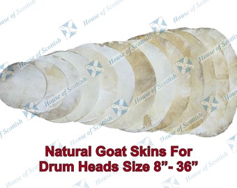 NATURAL GOAT SKIN Drum Heads, Irish Bodhran, Native Frame, Shamanic, Snare Drums, Djembe, African Drums Size 8” to 36” By House of Scottish