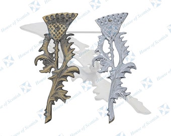 Pin de cardo escocés para falda escocesa, acabado cromado y antiguo, broche para falda escocesa de House of Scottish
