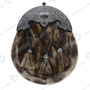 Men’s Scottish DRESS SPORRAN Antique Finish Arch/Cantle Irish Shamrock Celtic design | Kilt Sporran with three Capped Tassels