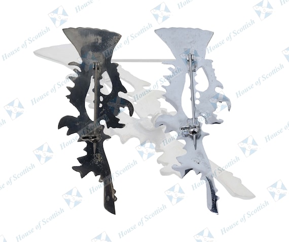 Spilla Kilt Scozzese - Cardo E Spada, Finitura Cromata Antiruggine, Per Abiti Tradizionali - Foto 7