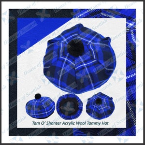 American Patriot Tartan Tam O&#39; Shanter Hat Tartan Tammy Bonnet Beret Balmoral Scottish Tammy Hat by House of Scottish