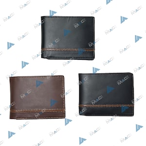 Billetera plegable de cuero real para hombres, portador de tarjeta de bolsillo de bolsillo de moneda de cuero genuino / regalo de papá para el día del padre / regalo para él
