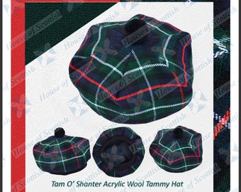 Mackenzie Tartan TAM O' SHANTER Chapeau Bonnet Béret Balmoral Écossais Tammy Hat MKTH-009