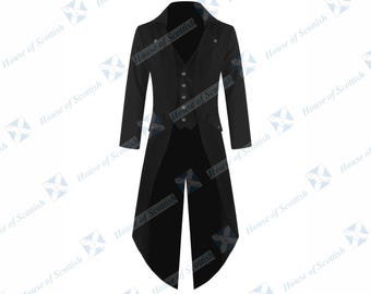 Men&#39;s Custom made Retro Victorian Steampunk Gothic Tailcoat Jacket Long Coat Halloween Medieval Costume Vintage Tailcoat Jackets By HoS