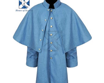 Vintage Inspired Ulster Coat with Cape – Victorian Era Style Classic Wool Overcoat – 19th Century Classic Men's Inverness Cape