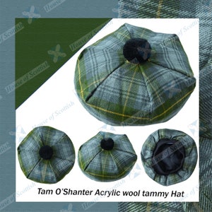 Gordon Weathered Tartan TAM o&#39; SHANTER Hat | Bonnet Beret Balmoral | Scottish Tammie Cap | Tartan Tammy Hat