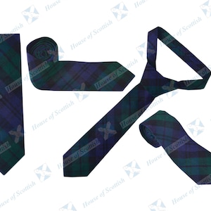 Men's Scottish Black Watch Tartan Neck Tie / Acrylic Wool Tartan Tie By HOS.Code 5010 BLWJ Black Watch Tratan