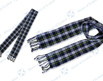 Unisex Scottish GORDON DRESS TARTAN Scarf / Sash Plaid 90 in long with Fringe | Dress Gordon Tartan Scarf by House of Scottish