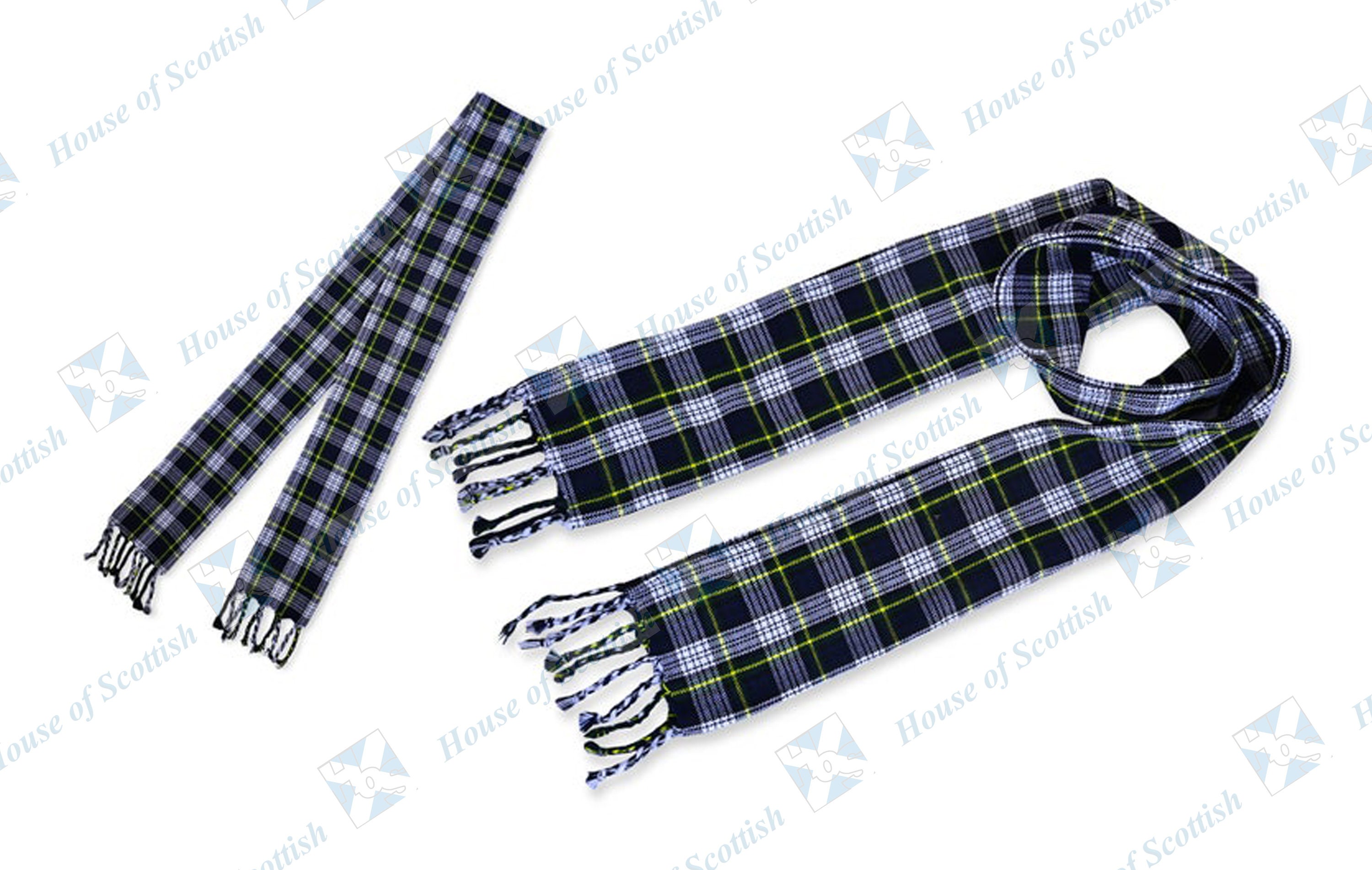 Unisex Scottish GORDON DRESS TARTAN Scarf / Sash Plaid 90 in long with Fringe | Dress Gordon Tartan Scarf by House of Scottish