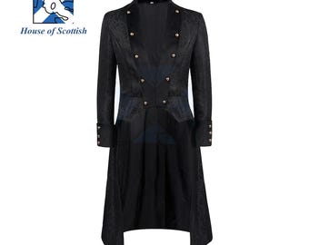 Unisex Floral Jacquard Velvet Steampunk Gothic Tailcoat Jacket Renaissance Pirate Vampire Jackets Vintage Victorian Frock Coat