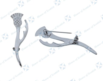 Scottish Thistle Kilt Pin Chrome Finish | Kilt Pins Brooch By House of Scottish