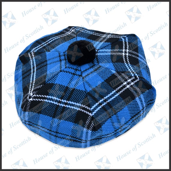 Scottish Ramsay Blue Tartan TAM O' SHANTER Hat Bonnet Beret