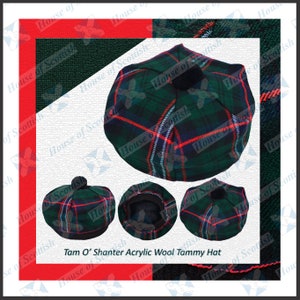 Sombrero Tam O' Shanter de tartán nacional escocés Boina de tartán Tammy Sombrero Tammy escocés Balmoral. SNTH-021