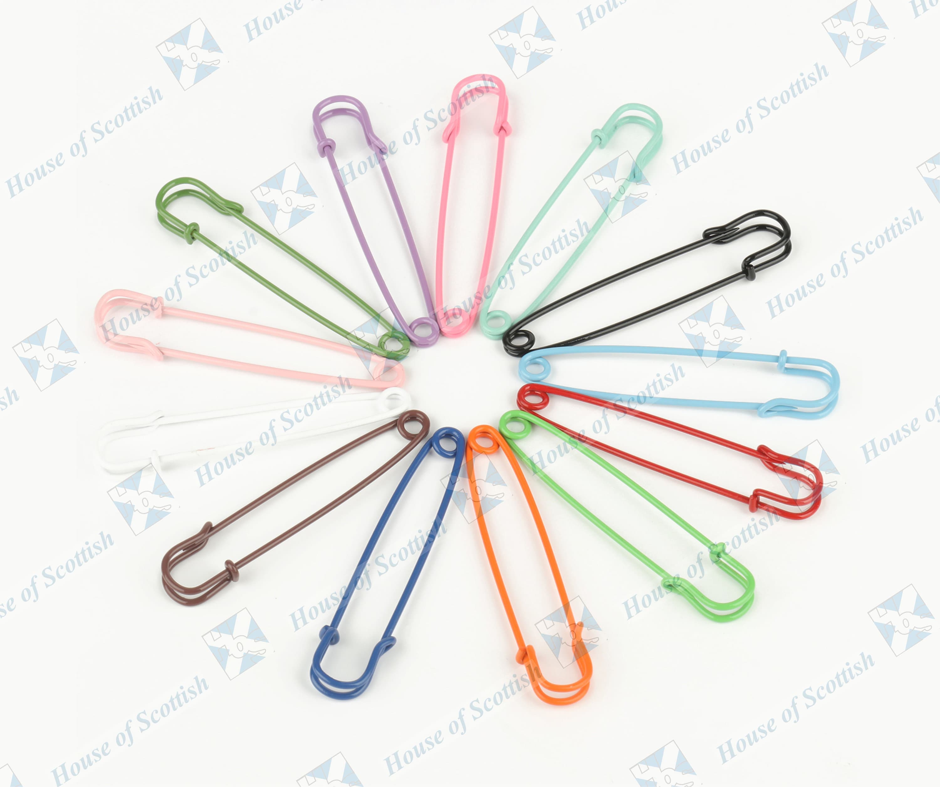 Jumbo Safety Pins / 5 Pieces Gold Large Safety Pins/ 2.75 Mix and Match  Colors/ Giant Safety Pins/ Great for Storing Zippers HR051 