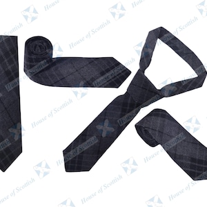 Men&#39;s Scottish Grey Watch Tartan Neck Tie / Acrylic Wool Tartan Tie By HoS. Grey Night Watch Tartan Tie